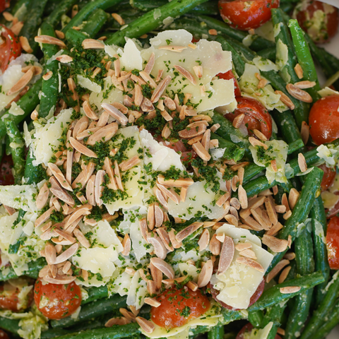Salad of Green Beans with Toasted Almond & Parmesan