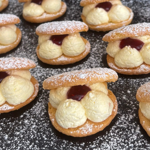 Sponge Drops with Fresh Cream