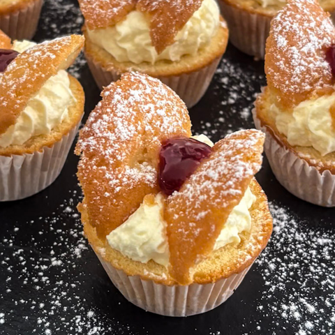 Butterfly Cakes with Cream and Jam