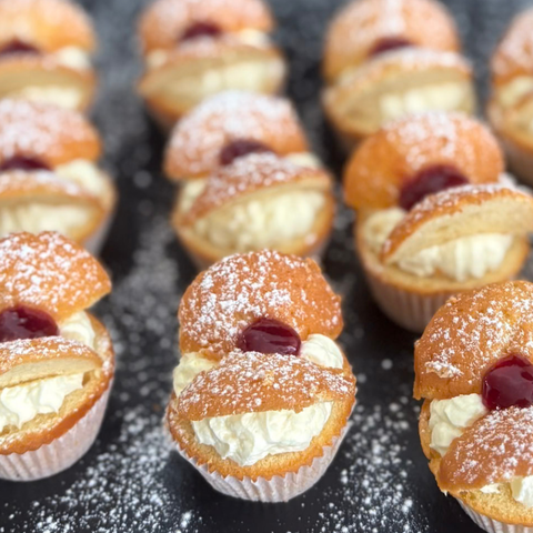 Butterfly Cakes with Cream and Jam