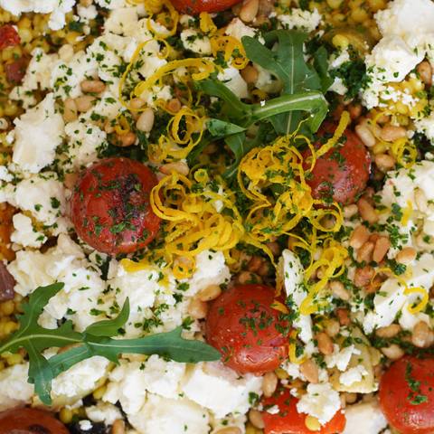 Cumin Roasted Pumpkin, Feta & Couscous Salad with Fresh Herbs, Currents & Preserved Lemon
